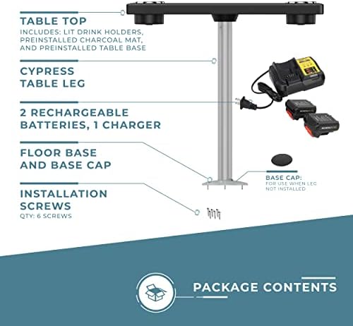 Manufacturers' Select Battery Op Lit Marine Boat Table Leg Set. Large Top with Blue LED Drink Holder. Pontoon Accessories