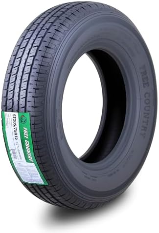 Free Country Premium Trailer Tire ST205/75R15 8PR LRD 107N w/Scuff Guard | Steel Belted Radial Load Range D Speed Rating N 88 MPH w/Featured Side