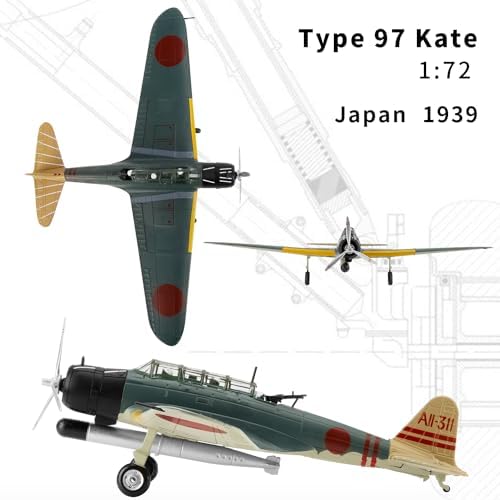 Lose Fun Park 1:72 Military Model Plane Type 97 Kate Alloy Fighter Plane Model,Model Airplane for Collection and Gift