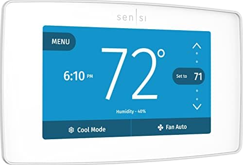 Sensi Touch Smart Thermostat by Emerson with Touchscreen Color Display, Programmable, Wi-Fi, Mobile App, Easy DIY, Data Privacy, Works with Alexa, Energy Star Certified, ST75 - Black, C-Wire Required
