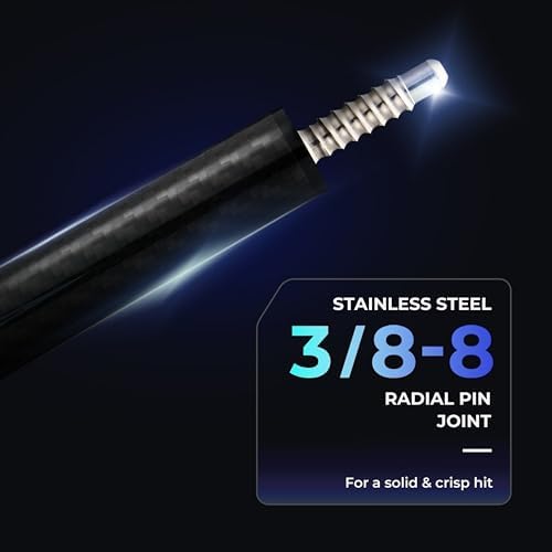 Carbon Fiber Pool Cue Stick with Case, 2pieces 58inch Low Deflection Professional Cue Stick for Billiards