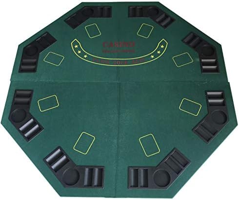 HAN'S DELTA 48" Octagon Folding Poker Table Top, 8 Player Casino Texas Hold'em Poker Layout with Carrying Case