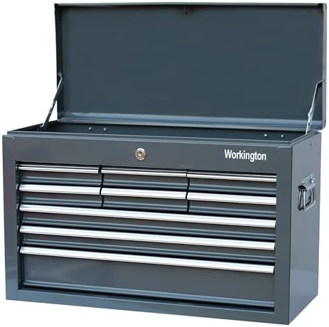 Workington Portable Metal Tool Chest with 9 Drawers, 24" 9-Drawer Tool Chest Cabinet with Ball Bearing Drawer Slides