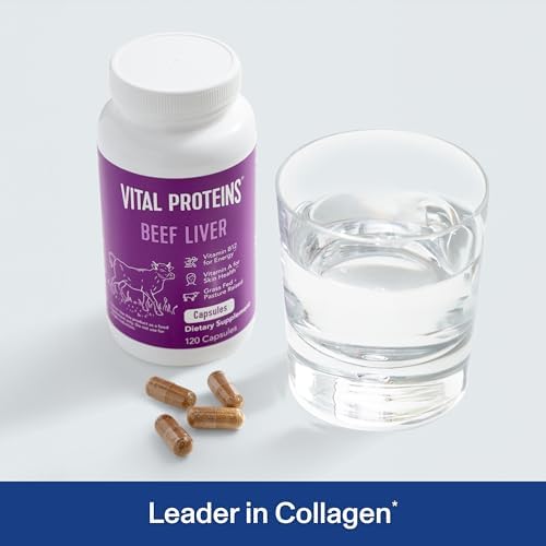 Vital Proteins Grass Fed Beef Liver, 120 Capsules | Grass-Fed Beef Liver, Supports Daily Nutrition, Desiccated Liver Supplement, 30 Servings