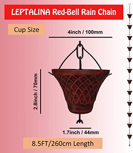 8.5FT Bell Iron Rain Chain for Gutters and Rain Barrel+Adapter, Blue