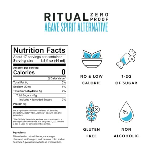 RITUAL ZERO PROOF Agave Spirit Alternative | Award-Winning Non-Alcoholic Spirit | 25.4 Fl Oz (750ml) | Zero Calories | Sustainably Made in USA
