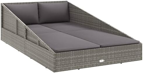 vidaXL Patio Bed Gray 43.3"x78.7" Poly Rattan