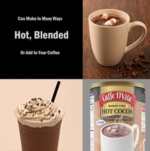 Caffe D'Vita Sugar Free Hot Cocoa Mix, Gluten Free - 10 Oz Can | Hot Chocolate Mix, Low Fat, No Cholesterol, No Hydrogenated Oils or Trans Fat, Kosher, Cocoa Bulk