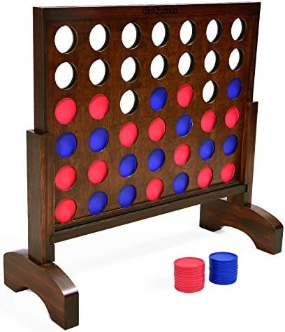 GoSports 2 foot Width Giant 4 in a Row Game with Carrying Case, Made from Wood
