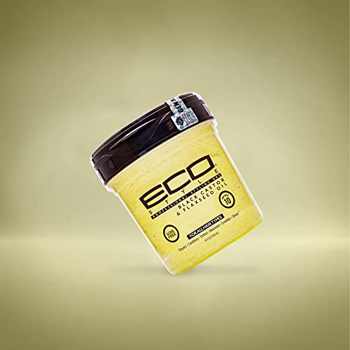 Eco Style Black Castor and Flaxseed Oil Styling Gel - Helps Nourish and Repair Damaged Hair - Promotes Healthy Scalp - Provides Superior and Weightless Hold - Delivers Long Lasting Shine - 8 oz