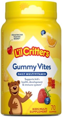 L'il Critters Kids Multivitamin Gummies | 70 Count | with Vitamins A, B, C, D