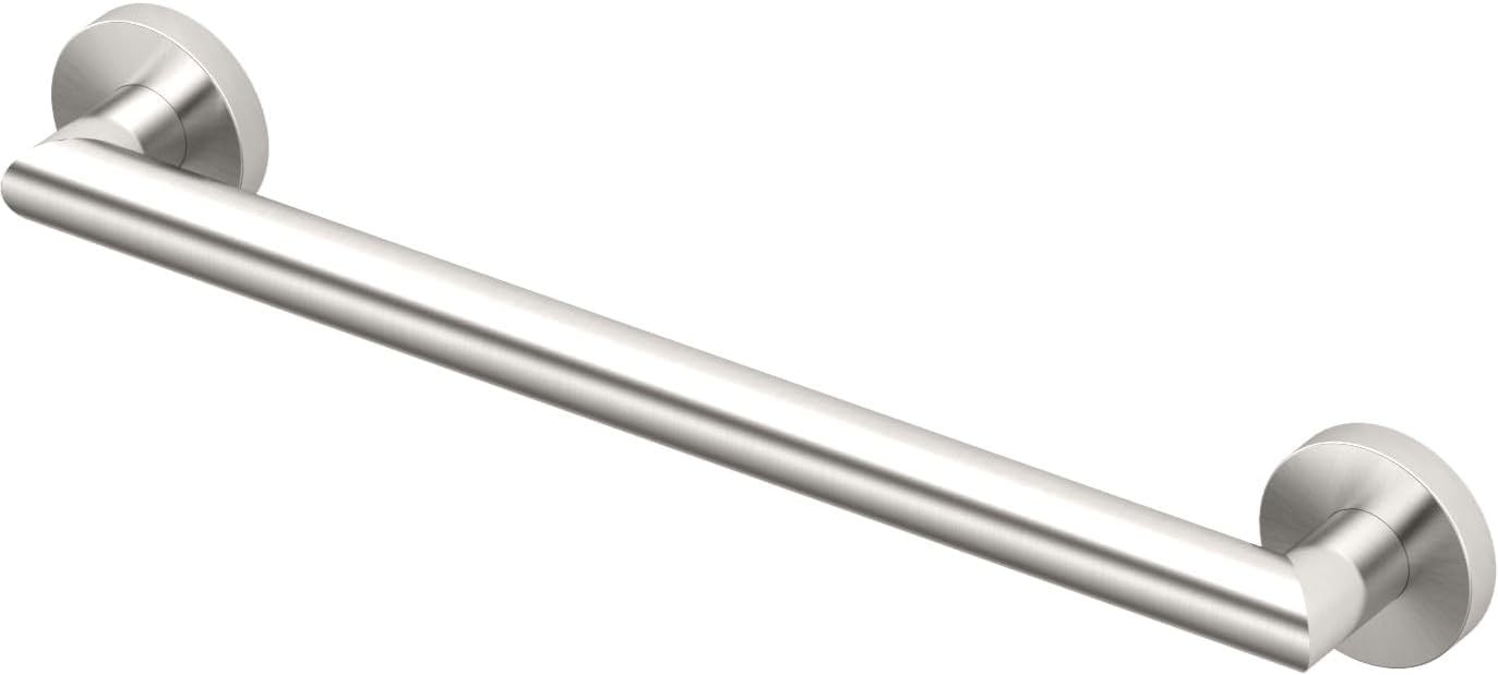 Gatco 970 Glam Shower Grab Bar, 12 Inch, ADA Compliant Stainless Steel, Satin Nickel, Wall Mounted Bathroom Handrail