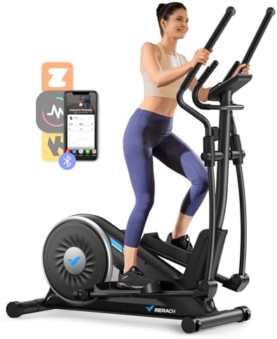 MERACH Elliptical Exercise Machine for Home Use, Elliptical Machine with Hyper-Quiet Magnetic Drive System, 16-Level Resistance Adjustment