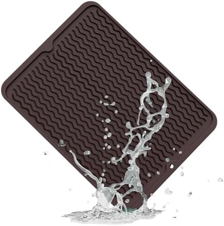ZLR Silicone Dish Drying Mat for Kitchen Counter, Eco-Friendly Fast Dry Dish Mat, Easy Clean Multi Usage Drying Matt, Heat Resistant Trivet