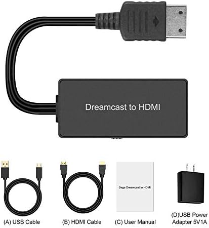 Sega Dreamcast to HDMI Converter Supports 16:9/4:3 switching, Plug and Play HD HDMI Cable for Sega Dreamcast (Sega DC)