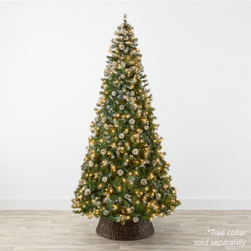 Best Choice Products 7.5ft Pre-Lit Pre-Decorated Pine Artificial Christmas Tree w/Twinkling LEDs, 1, 346 Flocked Frosted Tips, 80 Pinecones