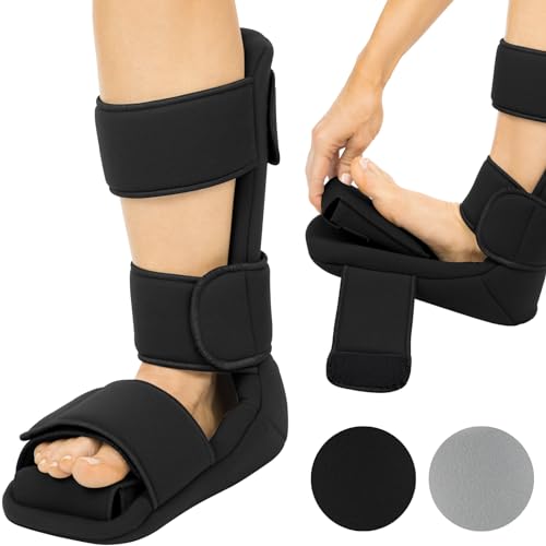 Vive Plantar Fasciitis Night Splint Plus Trigger Point Stretch Wedges | Soft Leg Brace Support, Orthopedic Sleeping Immobilizer Stretch Boot (Large: Men's: 8.5-11, Women's: 10-12)