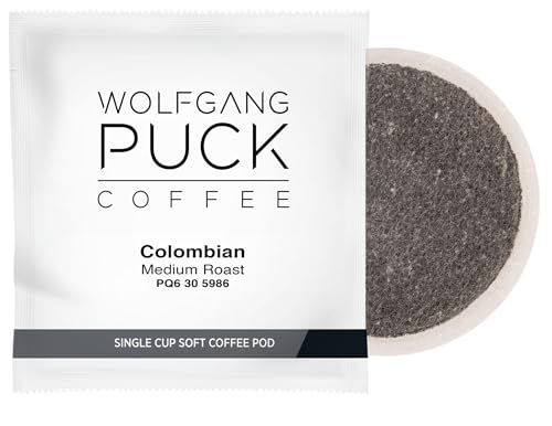 Wolfgang Puck Coffee, Organic Colombian Fair Trade, 9.5 Gram Soft Pods, 18 Count (Pack of 1)