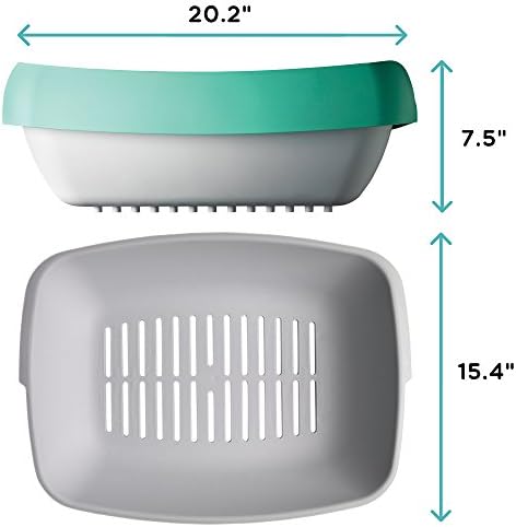 Litter Box - 3 Sifting Tray Cat Litter Box- Easy to Clean with Non-Stick Coating - Stylish, High-Sided Design with Spill Guard (15.4"x20.2"x7.5")