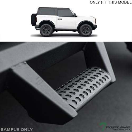 7422442631636 Compatible with 2021-2024 Ford Bronco 4 Door Matte Black Hoop Drop Step Side Nerf Bars v2