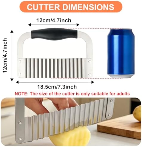 Crinkle Cutter, French Fry Cutter for Potatoes, Upgraded Stainless Steel Blade