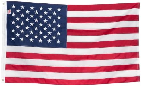 American Flag 5x8 ft Embroidered Stars Sewn Stripes | Embroidered USA flag with vivid colors and quadruple stitched fly end for enhanced durability. Features 210D Nylon
