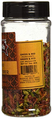 Dried Red and Green Bell Peppers Mix by It's Delish, 3 Oz. Medium Jar
