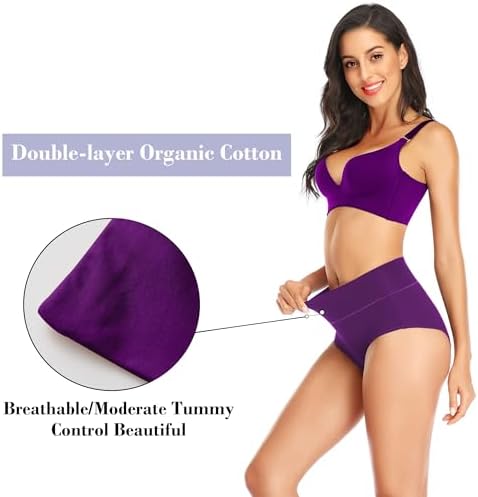 Womens Tummy Control Underwear Cotton High Waisted Full Briefs