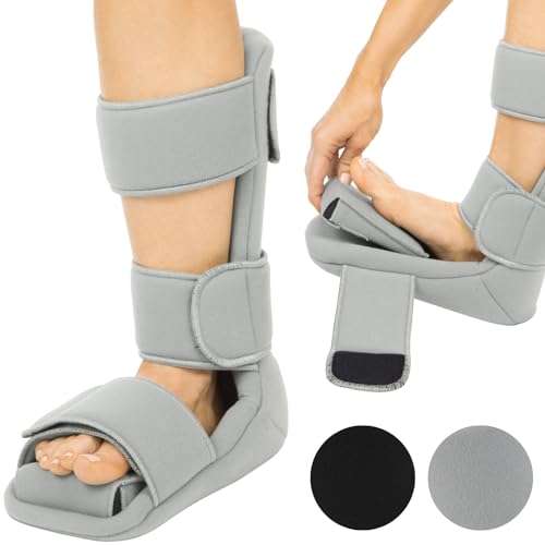 Vive Plantar Fasciitis Night Splint Plus Trigger Point Stretch Wedges | Soft Leg Brace Support, Orthopedic Sleeping Immobilizer Stretch Boot (Large: Men's: 8.5-11, Women's: 10-12)
