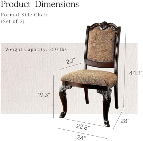 Furniture of America Ferrara Elegant Dining Chair, Brown Cherry, Set of 2 (IDF-3319F-SC)