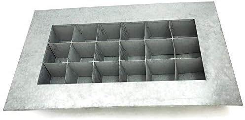 Modern Home Living Wall Galvanized Steel/Zinc Succulent Planter, Wall Mounted Garden Pocket Planter (18 Pocket, Aged Zinc)