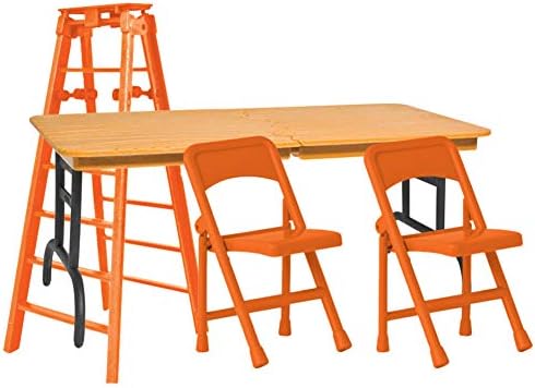 Ultimate Ladder, Table & Chairs Orange Playset for Wrestling Action Figures | Create High-Impact Matches with an Orange Breakable Table