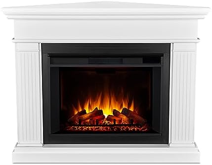 Real Flame Kennedy Grand Corner Electric Fireplace with Mantel for Living Room or Bedroom, Replaceable Fireplace Insert Heater