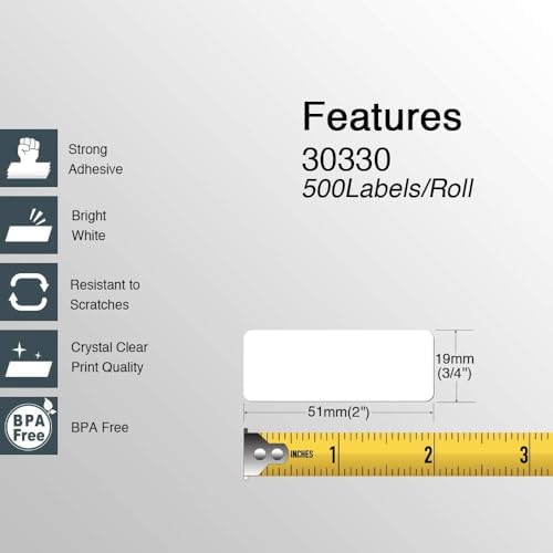 BETCKEY - Compatible DYMO 30252 (1-1/8" x 3-1/2") Address & Barcode Labels - Compatible with DYMO Labelwriter 450, 4XL, NOT Fit 550 & 5XL [10 Rolls/3500 Labels]
