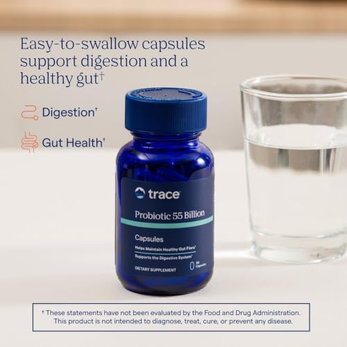 Trace Minerals Probiotic 55 Billion CFU, 30 Capsules | Multi-strain Lactobacillus and Bifidobacterium, enteric-coated delayed release, 1 daily capsule