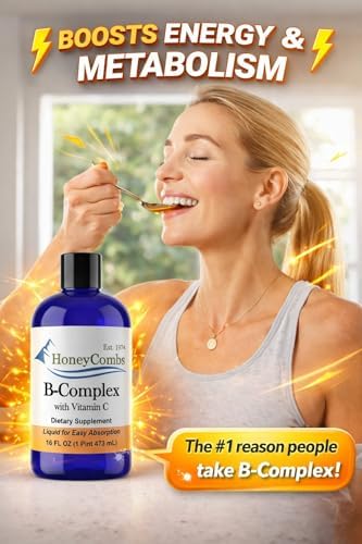 Liquid Vitamin B Complex Drops with B12 B6 B1 B2 B3 B5 B7 B9 + Vitamin C | Liquid B-Complex with Vitamin C supports daily energy metabolism and