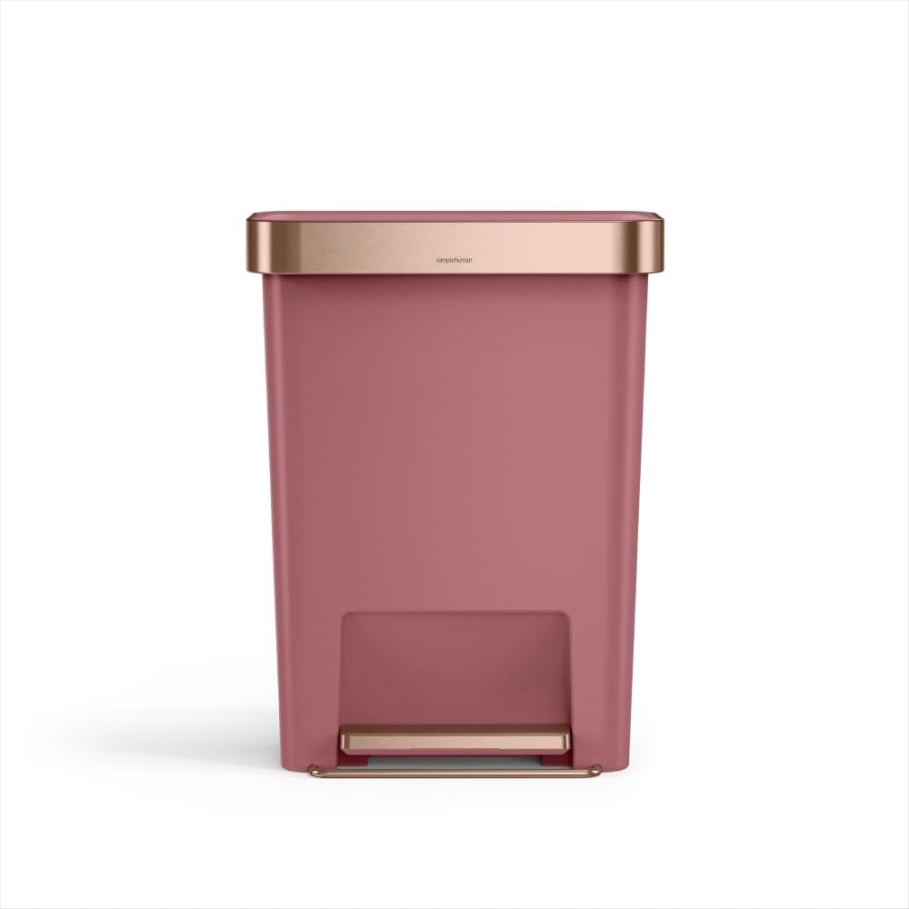 simplehuman Hybrid Step Can, 45L / 12 Gallon Rectangular Kitchen Trash Can, Liner Rim System, Liner Pocket®, 150,000-Step Pedal, Lid Shox® Silent Close, Black Plastic