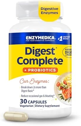 Enzymedica Digest Complete + Probiotics - Digestive Enzyme Supplement for Women & Men, Enzyme and Probiotic Capsules for Digestion, Gut Health Support, Helps Gas & Bloating, Vegetarian - 90 Caps