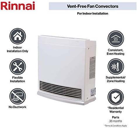 Rinnai FC824P Ventless Propane Heater with Programmable Thermostat | Energy Efficient Space Heater, Wall Mounted, Indoor Use, Easy Installation