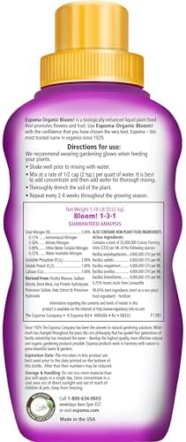 Espoma Organic Bloom! 16-Ounce Concentrated Plant Food – Plant Fertilizer and Bloom Booster for All Flowering Plants. Promotes Vigorous Growth and