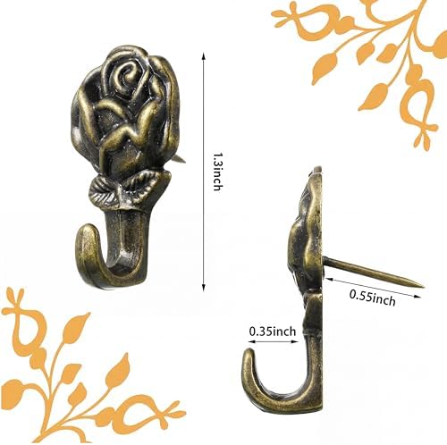 Hotop 20 Pieces Zinc Alloy Flower Push Pin Hangers Pin Hook,Lotus