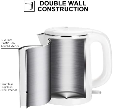 Secura Stainless Steel Double Wall Electric Kettle Water Heater for Tea Coffee w/Auto Shut-Off and Boil-Dry Protection, 1.0L (Orange) SWK-1001DO/HB-K012