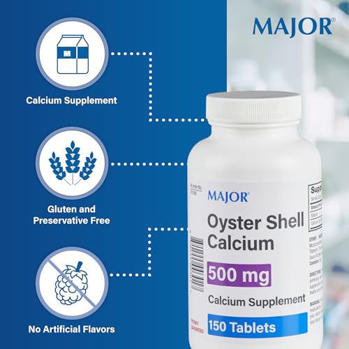 Major Oyster Shell Calcium 500 mg - Calcium Supplement - 150 Tablets (1 Pack)