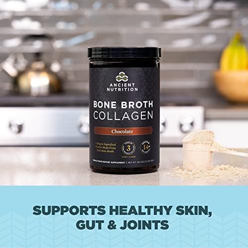 Ancient Nutrition Hydrolyzed Bone Broth Collagen Peptides, Chocolate