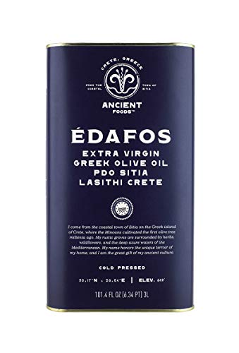 Ancient Foods EDAFOS Extra Virgin Olive Oil Cold Pressed – Fresh, Cold Pressed olive oil from Greece, PDO Crete – 16.9oz (500ML)