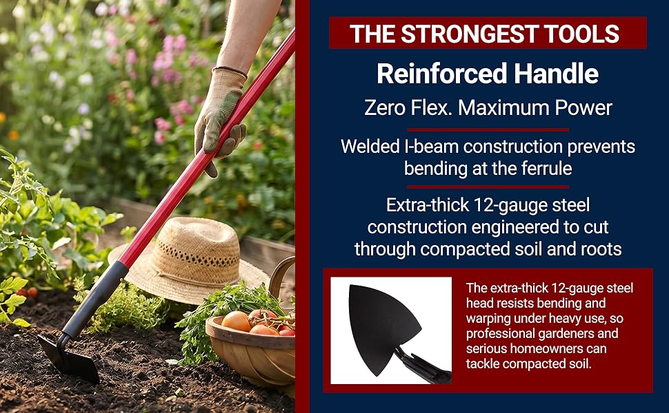 Garden Hoe Tool with Fiberglass Handle