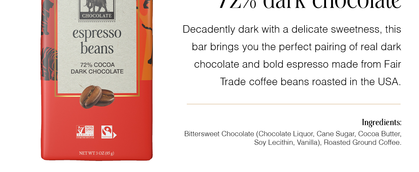 Endangered Species Dark Chocolate Candy Bars 72% COCOA