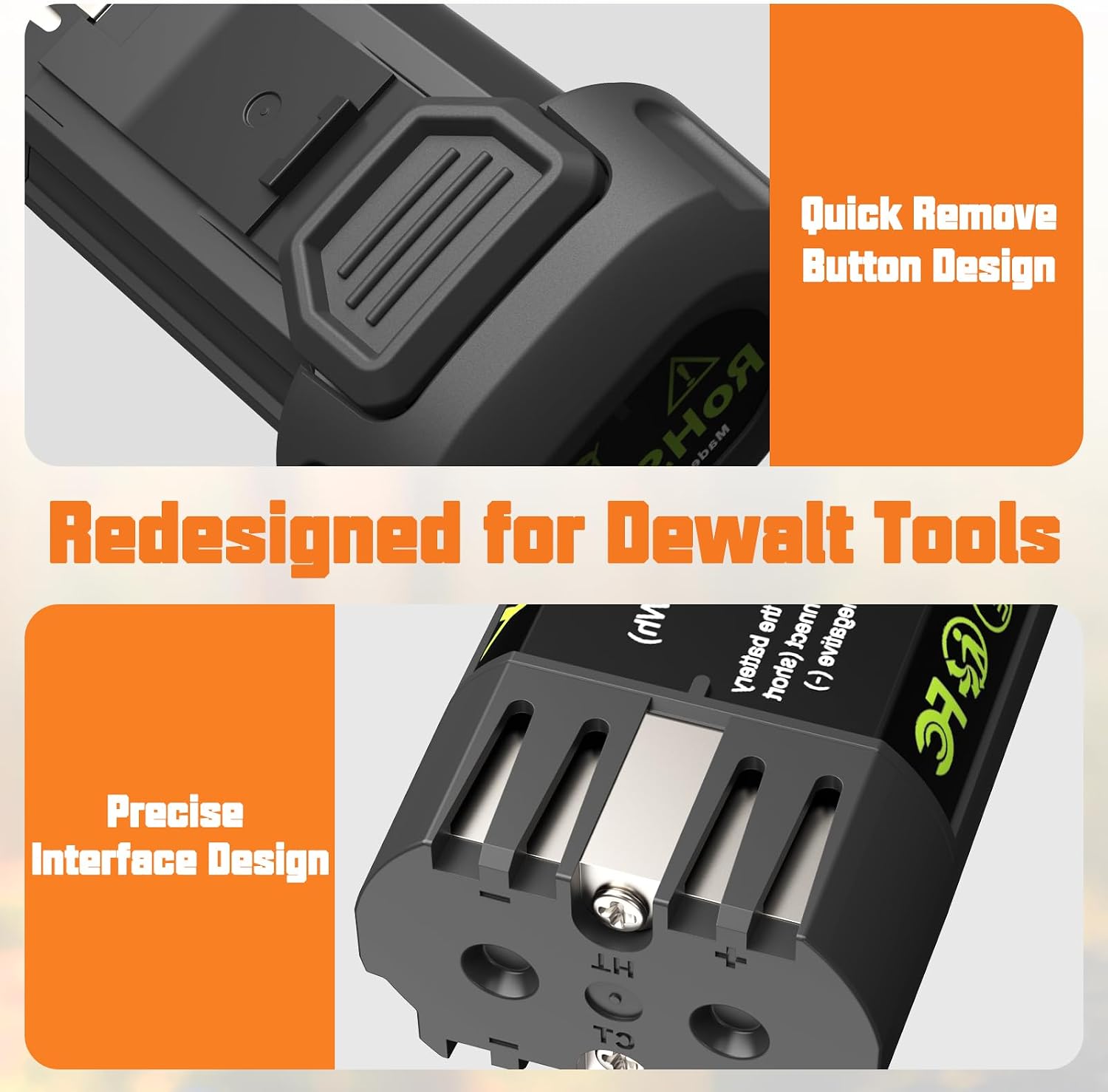 8V 2000mAh Li-ion Replacement Battery with Higher Safety and Longer Runtime - Compatible with Dewalt DCB080, DW4390, DCF680N1