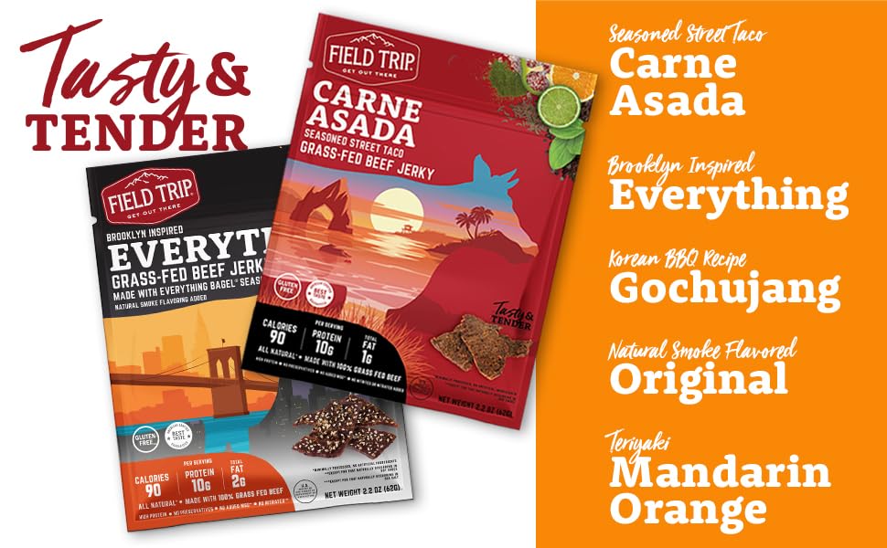 Field Trip Grass Fed Beef Jerky, Healthy Gluten Free Snacks, All Natural, Paleo-Friendly Beef Jerky