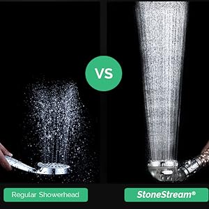 Stone Stream High Pressure filter mineral Shower head